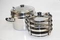 Tabakh DC-204 4-Plate Stainless Steel Dhokla Stand with Cooker, Large, Silv